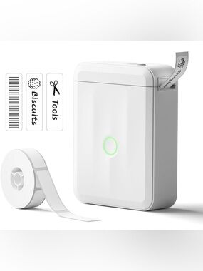Mini Label Printer | Bluetooth | Wireless | Includes Tape | White